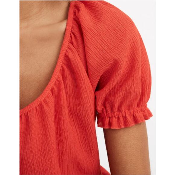 Madewell Texture & Thread Red Peasant Top in Red Size XL - Picture 4 of 6